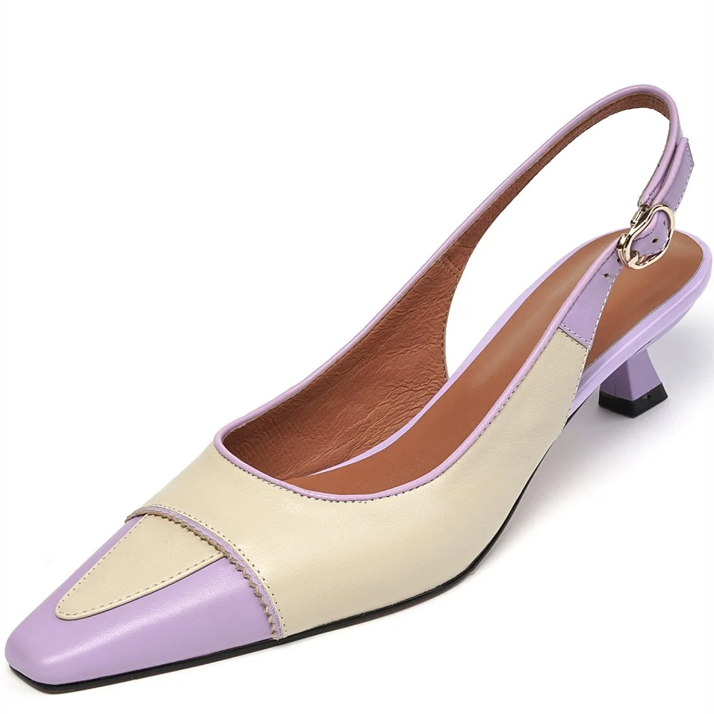 

New Women Pumps Genuine Leather Buckle Shallow Ladies Shoes Summer Mixed Colors Classic Shoes Size 34-40 Shoes Women