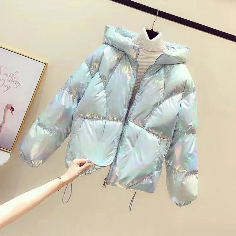 

Winter Jacket Women's Parkas Hooded Bread Service Down Cotton Jacket 2023 New Glossy Parka Warm Padded Cotton Jacket Outwear