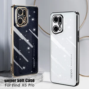 luxury bling plating tpu phone case for oppo find x5 pro glitter transparent soft back cover for find x5 free global shipping