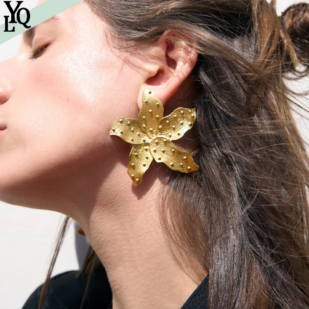 

2023 ZA Earrings Metal Flower Earring for Women Jewelry Wholesale