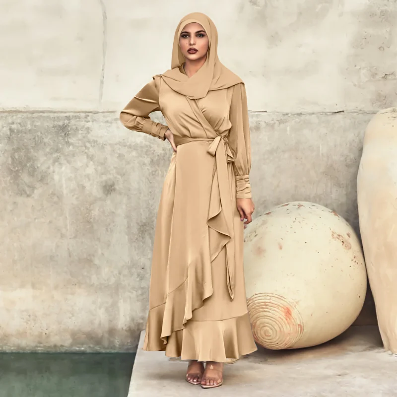2023 Spring Muslim Dress Middle East Long Irregular Ruffle Abaya Women Robe Pour Femme Musulmane Vestidos Arabes Dubai Y Turcos
