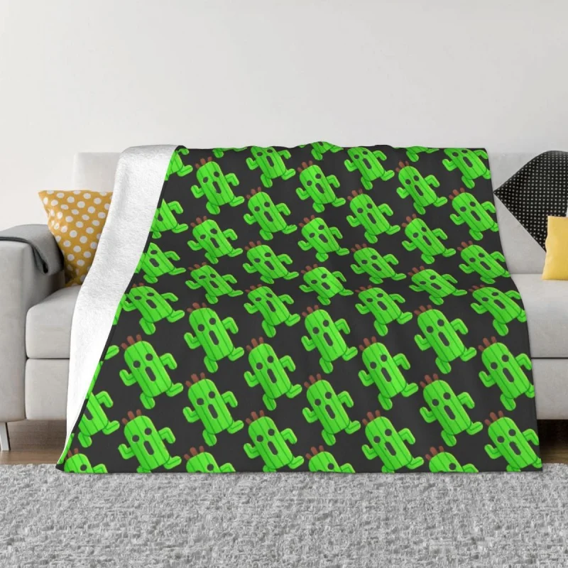 

Final Fantasy Anime Lil' Cactuar Blanket Fleece Spring Autumn Multifuion Warm Throw Blankets for Home Bedroom Rug Piece