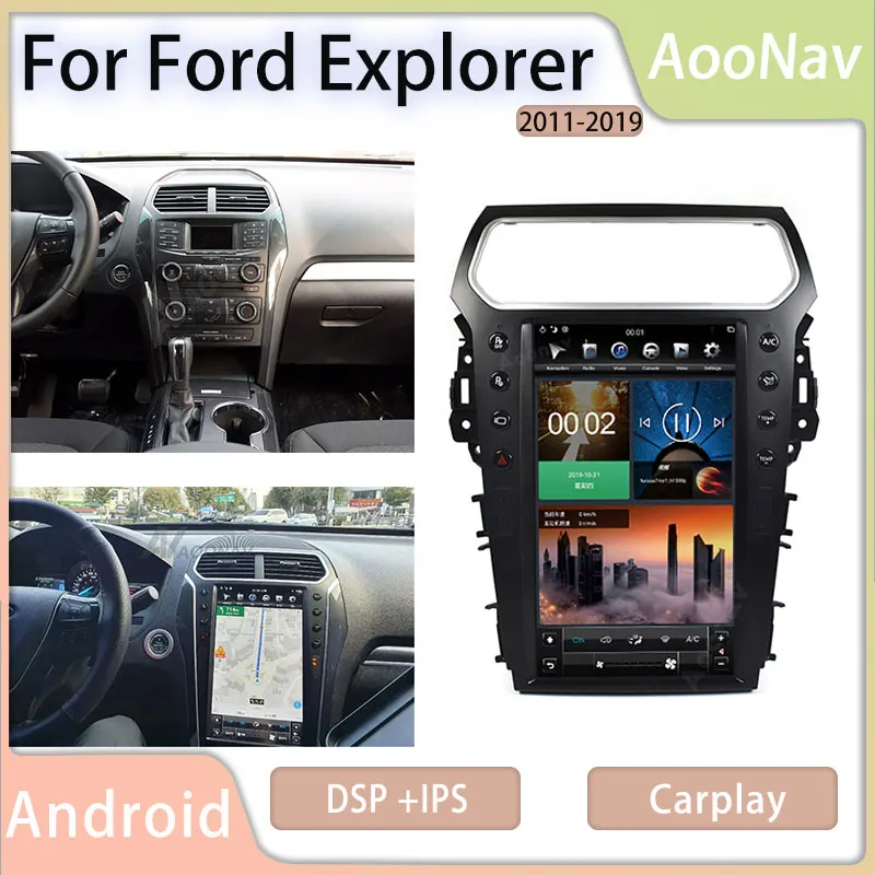 

Android Car Radio For Ford Explorer 2011-2019 Tesla Style Vertical Screen GPS Navigation Head Unit Multimedia Audio Player