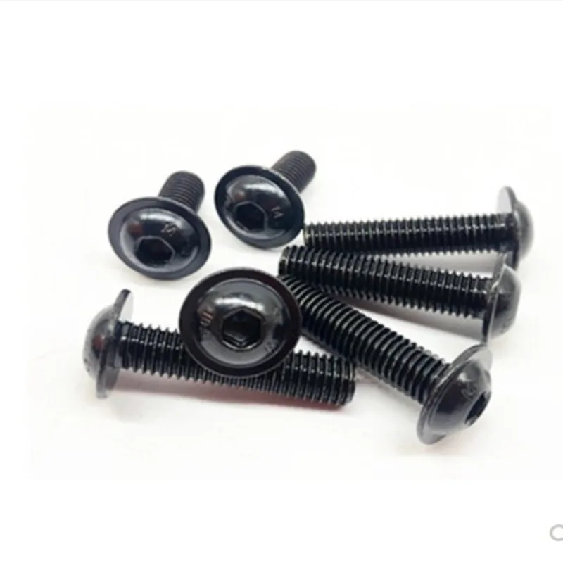 

5-20Pcs M3 M4 M5 M6 M8 steel with black 10.9 grade Half Round Button Flange Head With Washer Inner Hex Socket Allen Screws Bolt