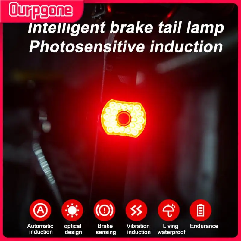 

Led Intelligent Brake Lamp Bike Tail Light Bright Vibration Sensing Riding Accessories Bicycle Lamp Double Bracket 400 Ma