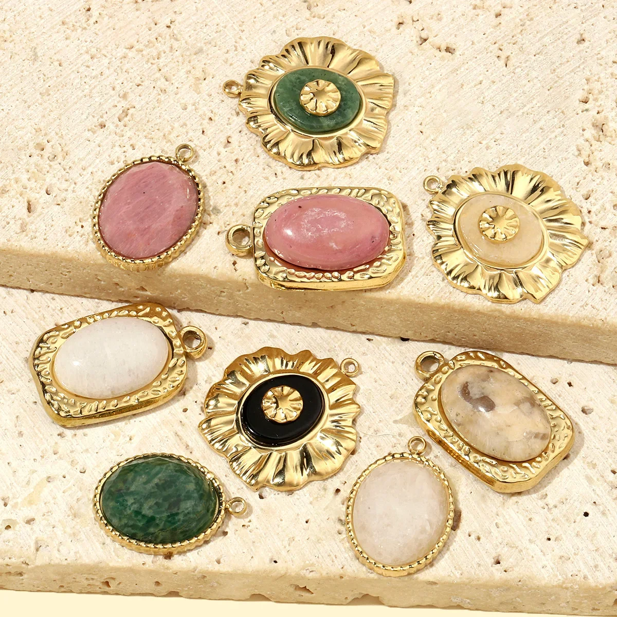 3 шт./лот роскошный овальный натуральный камень из нержавеющей стали подвески