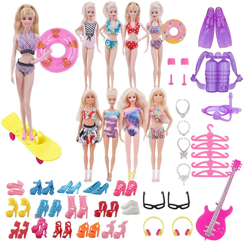 

Newest Handmake 40 PCS Pack Clothes Accessories for 30cm Barbie Doll Swimsuits Scooter Swim Ring Toy for Girls Present Girl Gift