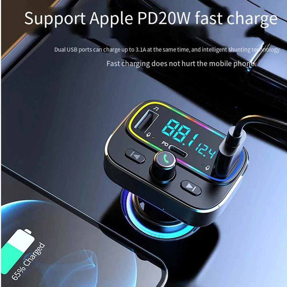 

Bluetooth 5.0 Fm Transmitter 1 Pcs 12V-24V 20W Adapter Car Accessories