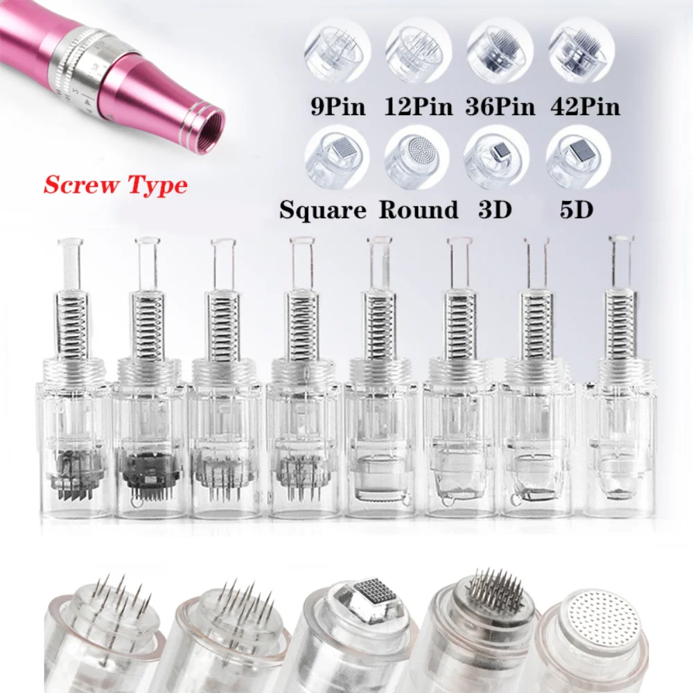 

10/20/50PCS Cartridge Screw Head Replacement Microneedling Tattoo Needles Makeup For Derma Pen 9/12/24/36/42/ Nano MicroNeedle