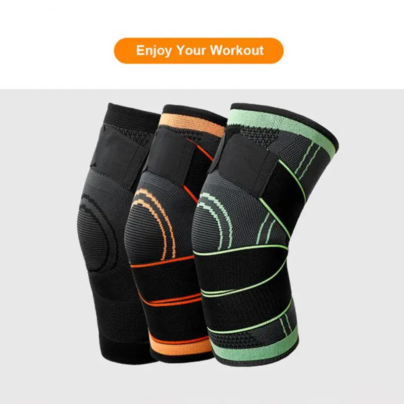 

New Sports Kneepad Men Pressurized Elastic Knee Pads Support Elbow Body Fitness Gear Basketball Soccer Brace Protector Strap Pad