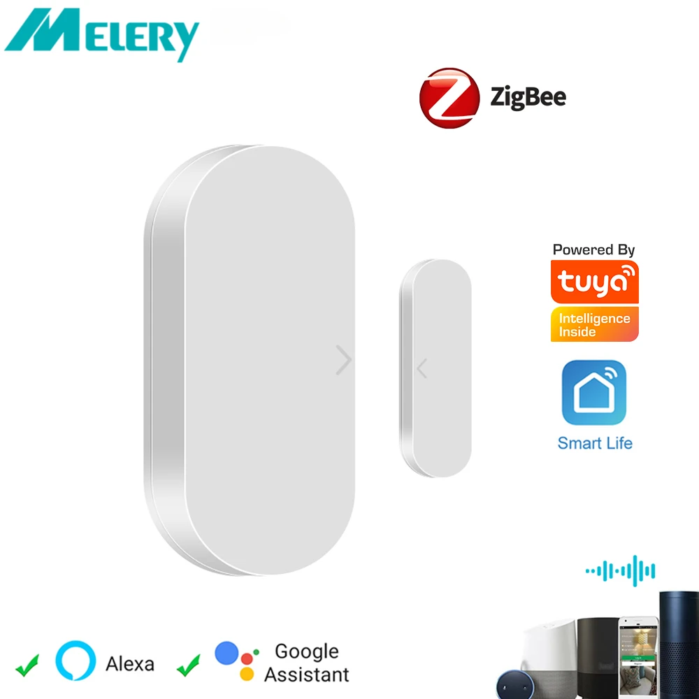 

Melery Zigbee Tuya Window Door Sensor For Smart Home Repeater Burglar Alarm Automation Remote Control Work with Alexa Google