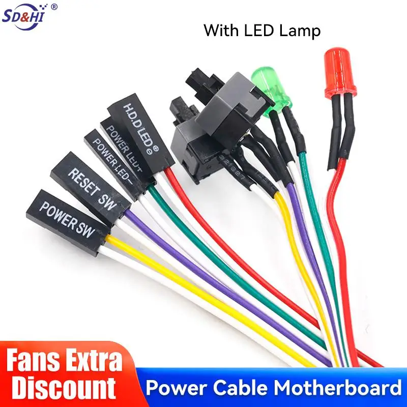 1 шт. ATX пк компьютерный кабель питания материнской платы 2 ПЕРЕКЛЮЧАТЕЛЯ ВКЛ./ВЫКЛ./Сброс с внешней строчкой 68 см