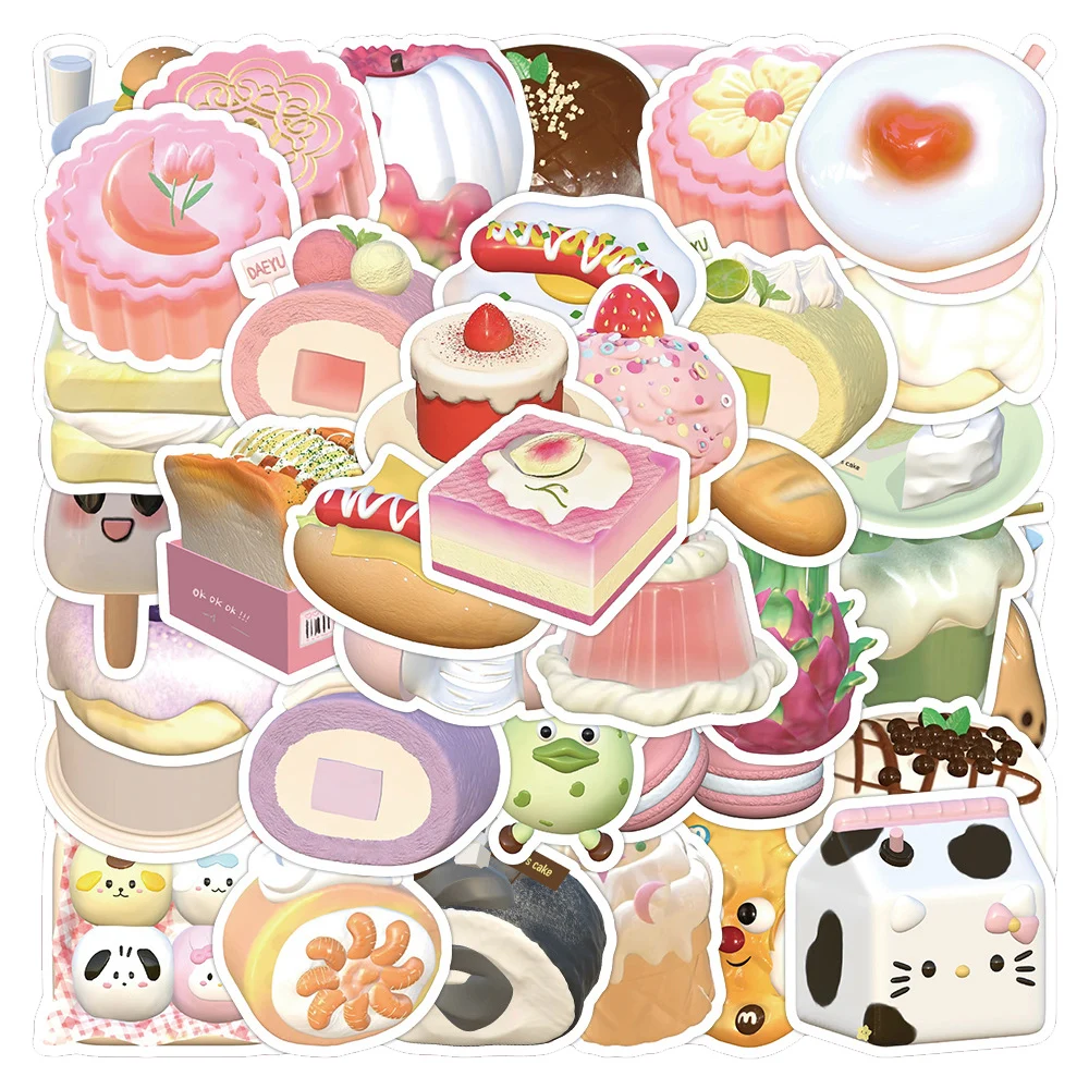 10/30/60 шт. кавайные 3D наклейки с едой Sanrio эстетические Мультяшные декоративные