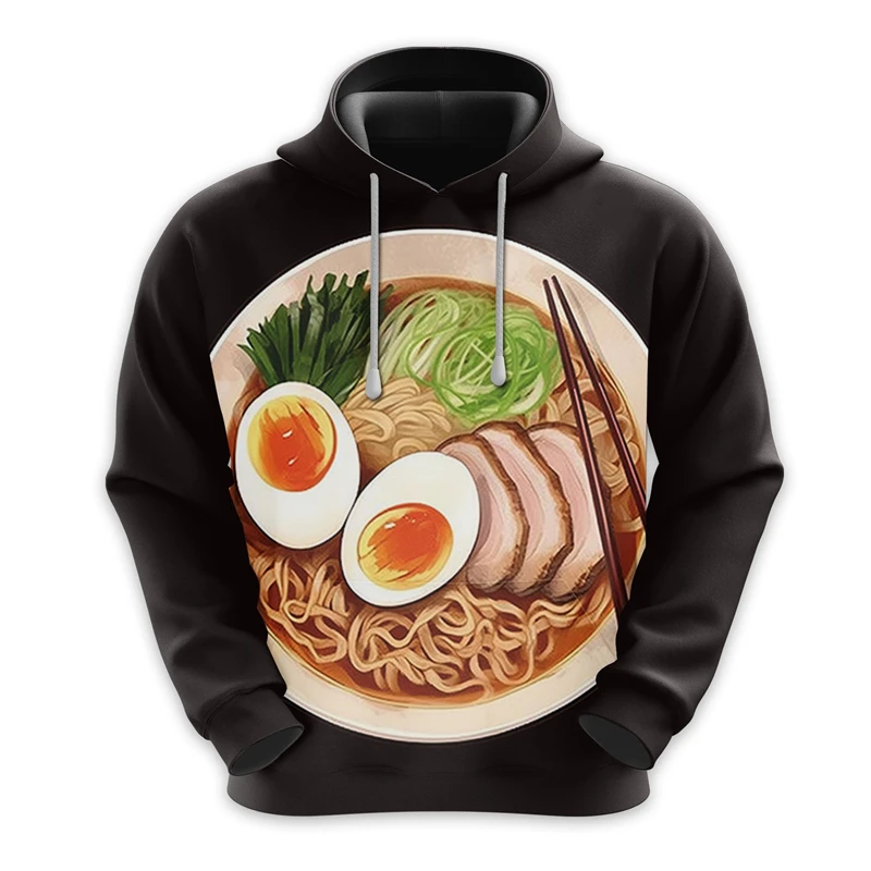 Funny Gourmet Food Pattern Hoodies Fashion Personalization Long Sleeve 3D Foods Printed Sweatshirt Loose Harajuku Pullovers Tops