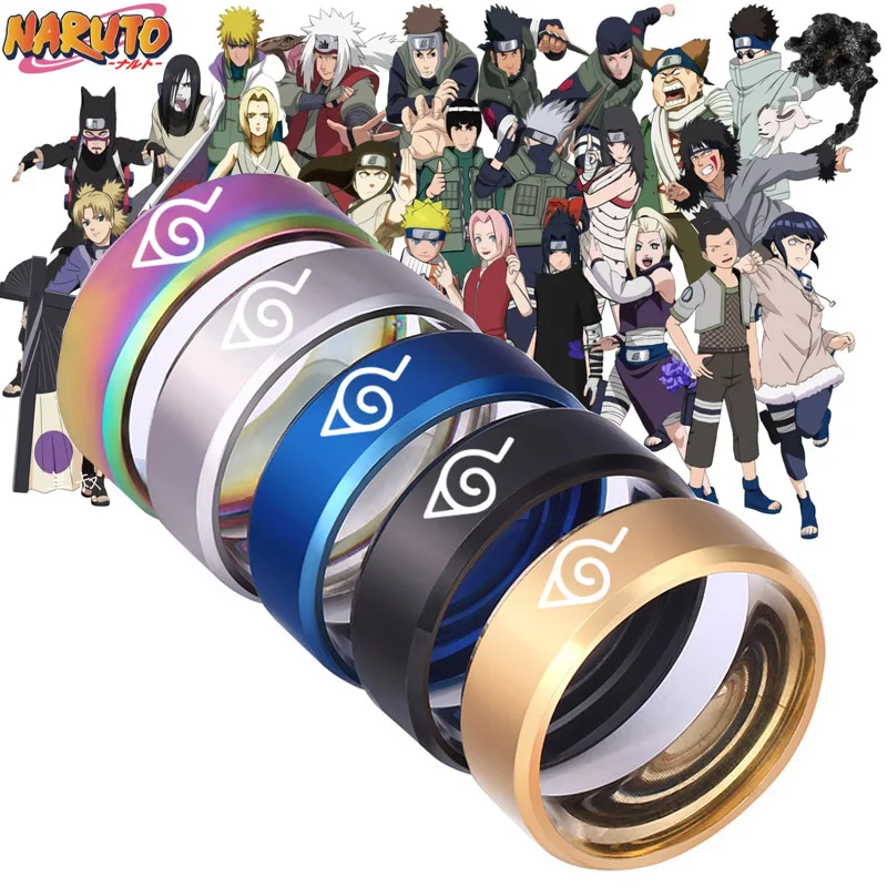 

Anime Cosplay Konoha Ninja Rings Japanese Style Animation Cosplay Ring Stainless Steel Jewelry Titanium Steel Men's Rings