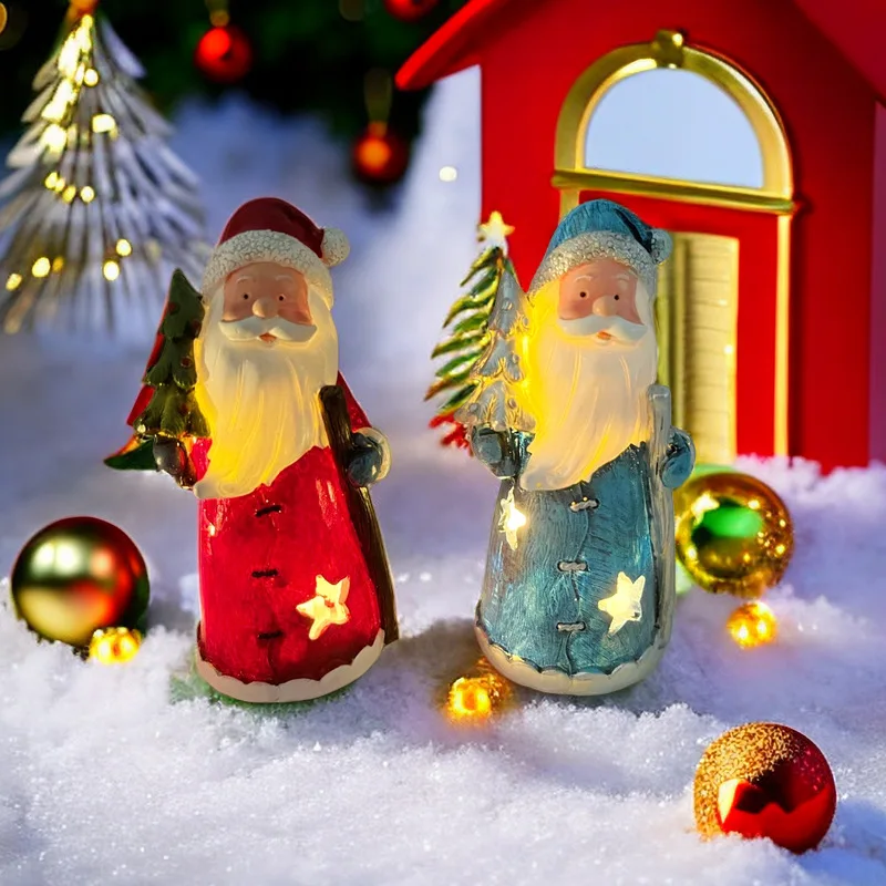 

New Santa Night Light Santa Claus Decor Santa Resin Crafts Creative Home Christmas Ornaments Xmas Tree Decor Prop Accessories