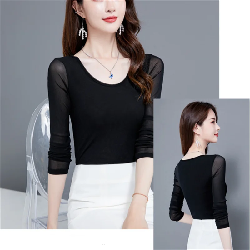 Шелковая футболка женская тонкий топ для прыжков сетчатый низ темпераментная