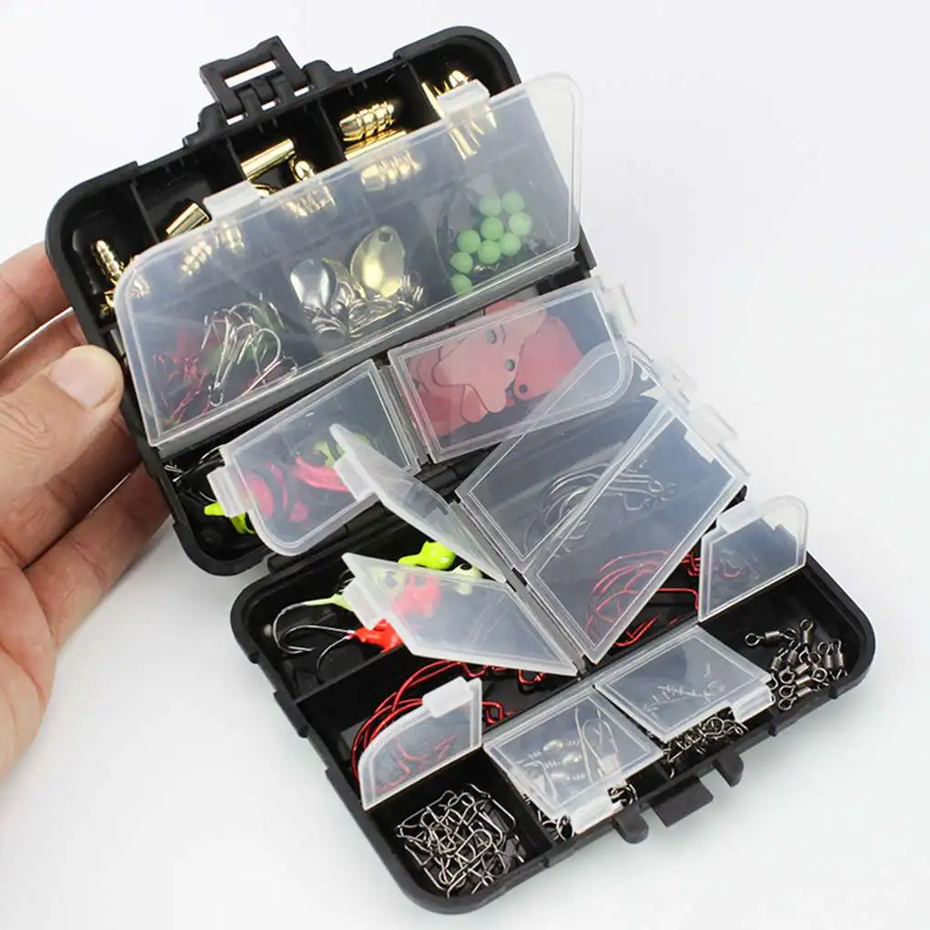 

128 Pcs Fishing Gear Set PP ABS Hooks Baits Carp Portable Angling Tackle Box Suit Kit Accessories