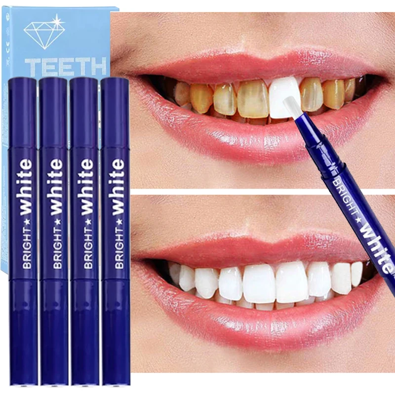 Effective Teeth Whitening Pen Removing Stains Plaque Bleaching Serum Deep Cleaning Fresh Breath Oral Hygiene Dental Tools 4Pcs
