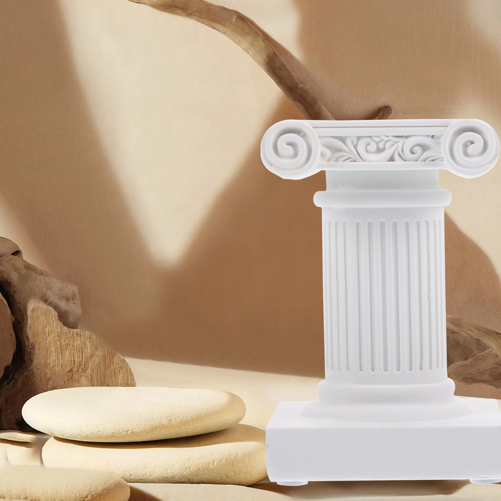 

Resin Ornament Pillar Candlestick Holders Tea Light Decoration Photo Prop Roman Column