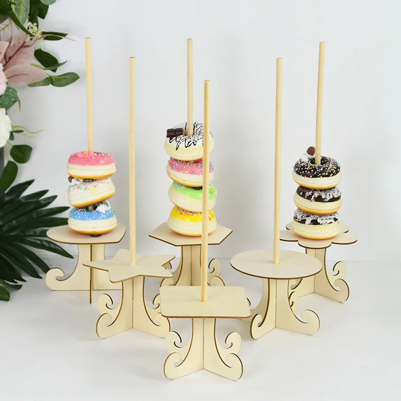 

Wood Donuts Stand Holder Sweet Donut Dessert Party Wedding Table Decor Doughnut Shelf Birthday Party Candy Bar Baby Shower Favor