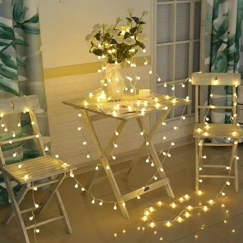 

LED light string bead decoration 2022 color flashing rainproof battery garden plastic warm white.