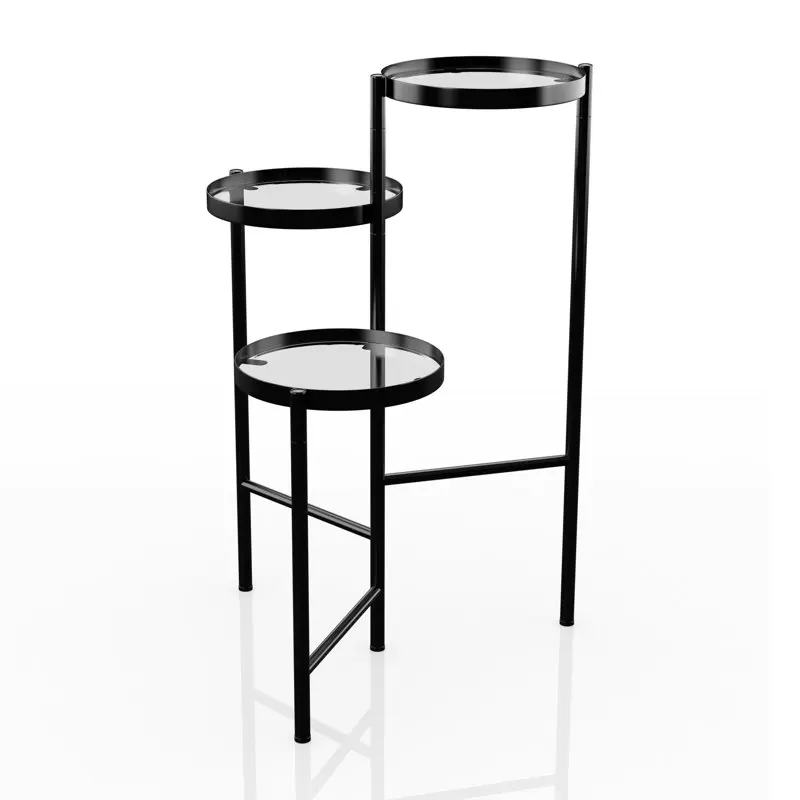 

10" x 11.5" x 30.25" 3 Tier Black Metal/Glass