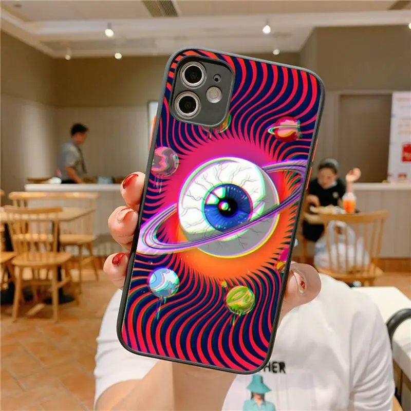 Trippy Psychedelic Mushrooms Eye Phone Case for iPhone 14 11 12 13 Mini Pro Max 8 7 Plus X XR XS MAX Translucent Matte Cover
