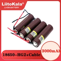 liitokala new hg2 18650 3000mah rechargeable battery 18650hg2 3 6v discharge 20a dedicated batteriesdiy silica gel cable