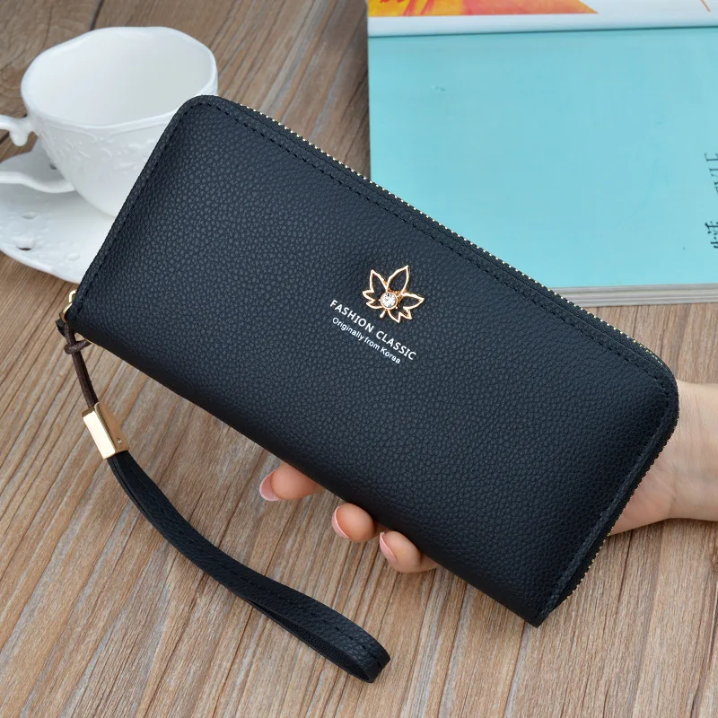 large capacity zipper wallet women long fashion womens clutch bag 2022 new mobile phone bag pu leather multi card coin purse free global shipping