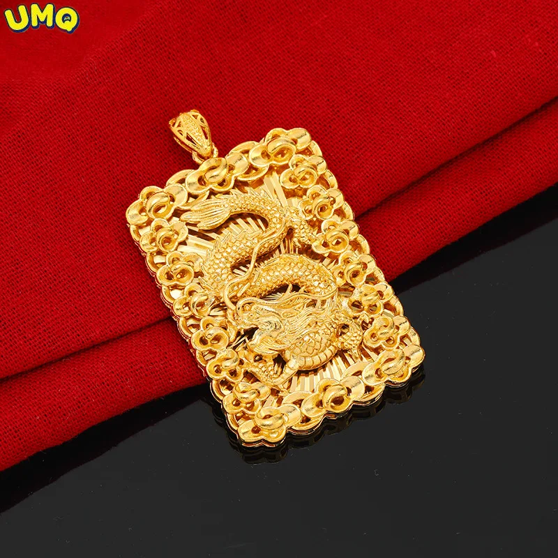 

Ожерелье из настоящего 24-каратного золота, квадратная подвеска, горячая Распродажа, бренд Dragon, мужские аксессуары для ночного рынка, ювелир...