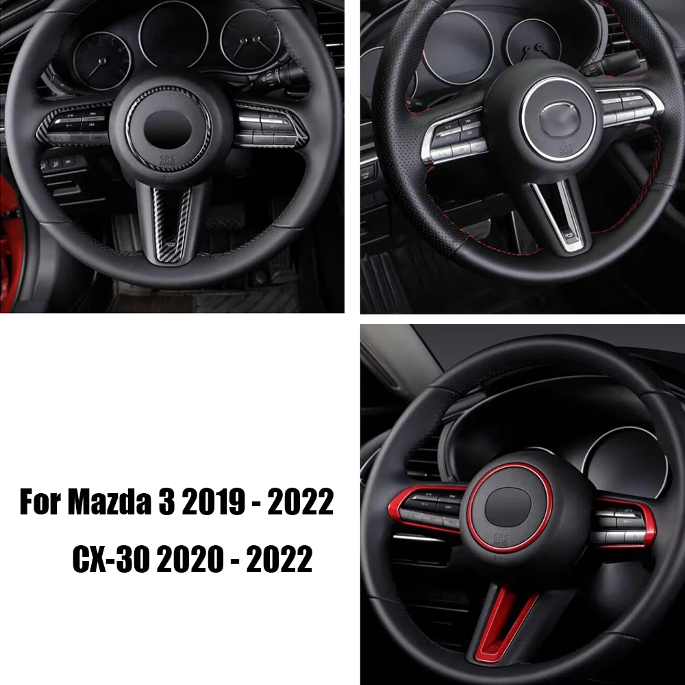 

For Mazda CX-30 CX30 2020-2022 ABS Matte/red Car steering wheel switch button Decor Frame sticker Cover Trim Auto Accessories