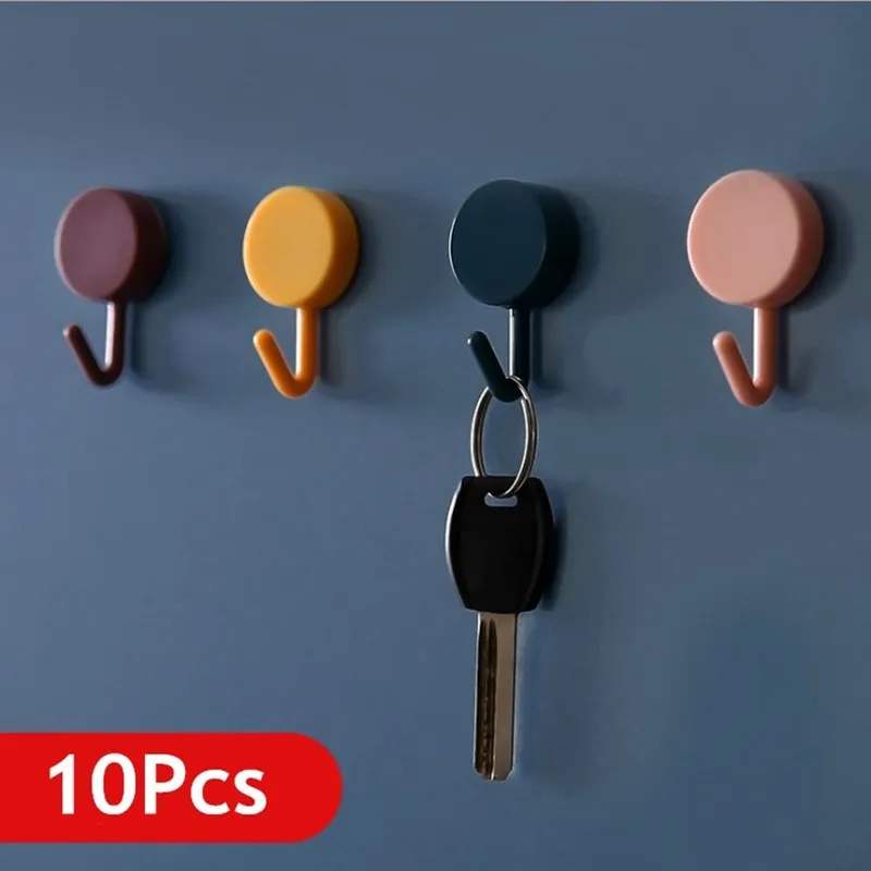 

10Pcs Cute Creative Sticker Hook Free Punch Wall Sticker Seamless Hook Key Placement Classification