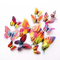 new 3d double layer butterfly wall sticker for home decoration decorative sticker wall decal butterflies for party fridge magnet