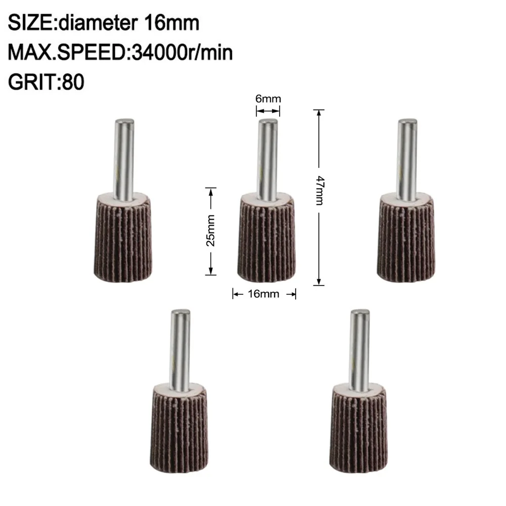 

5pcs 80Grit Sanding Flap Wheels Disc Abrasive Grinding Brush Wheel Sandpaper 16-40mm Polishing Wheel Rotary Tool Accessory