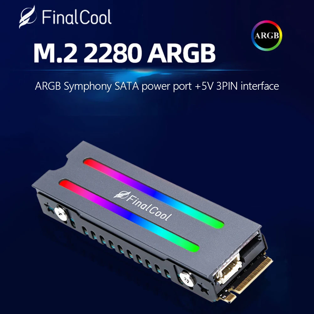

Радиатор охлаждения M.2 SSD icesuli, из алюминиевого сплава RGB, с 2280 NVMe, для тепловой охладитель Aura Sync, ARGB