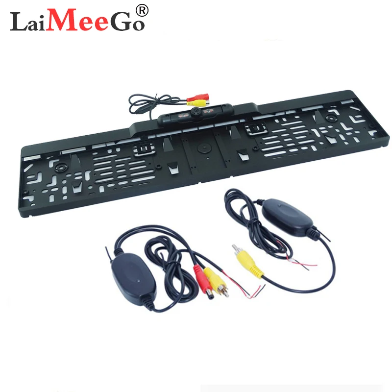

Wireless Night Vision IR Rear View camera EU License Plate Frame Car Reverse Camera waterproof Back Up Camera for monitor Kit