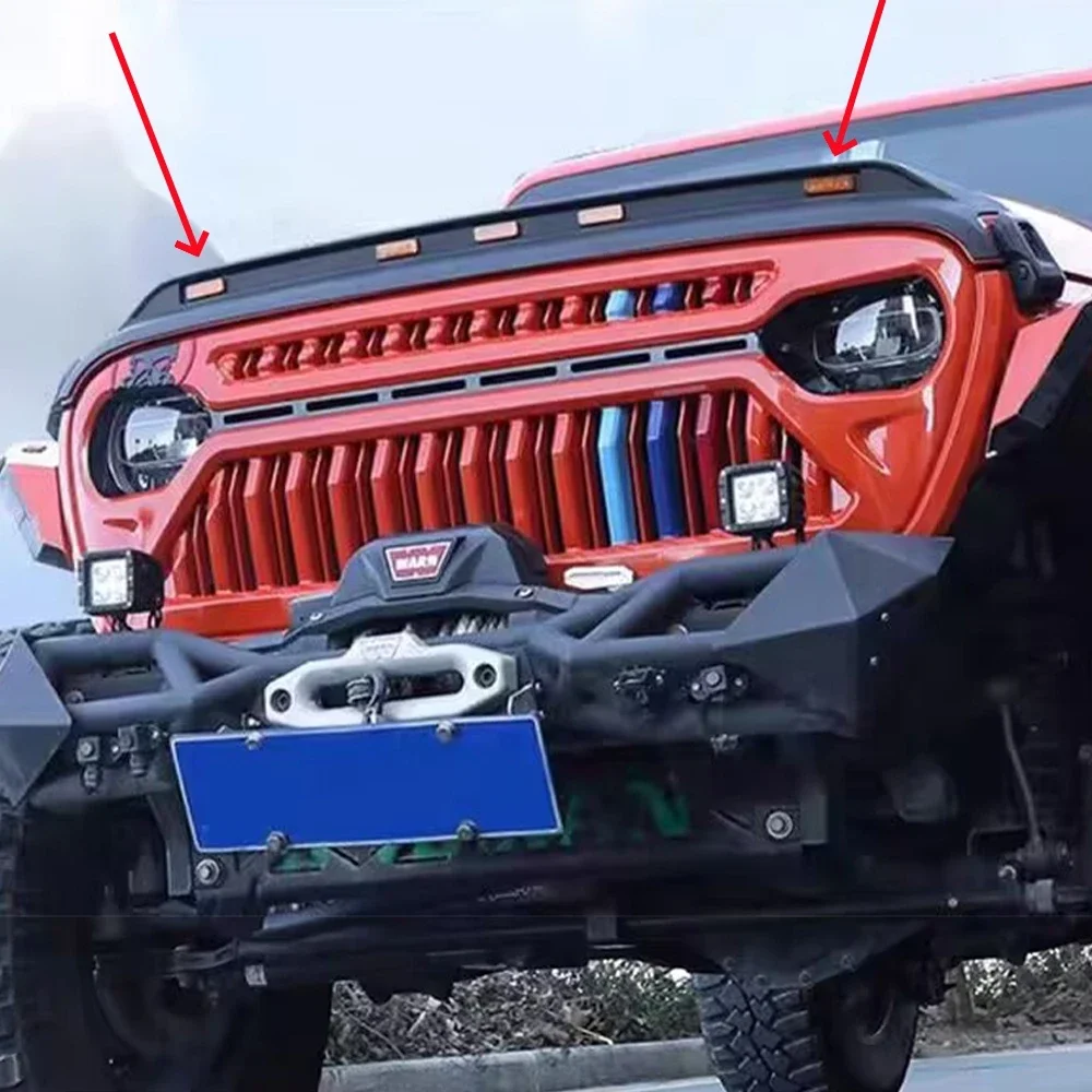Передняя каменная защита капота дефлектор решетки со светодиодными фонарями для