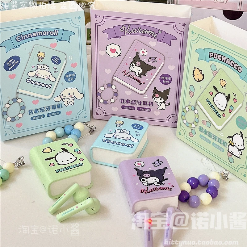 

Sanrio Cinnamoroll Pochacco Bluetooth Wireless Noise Reduction Headset Female Boxed Book Shape Portable Headset Gift for Girls