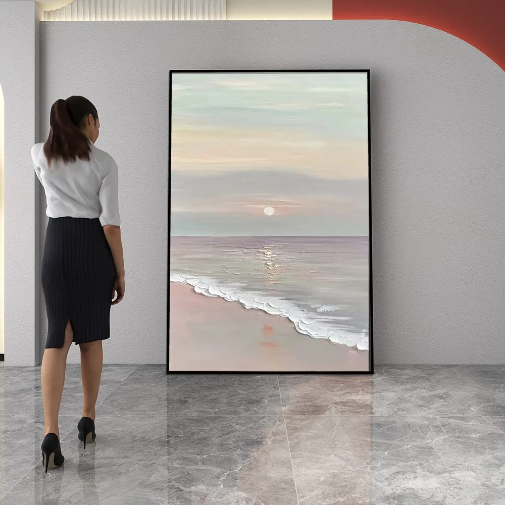 

Oil Painting Decoration Sea Dawn Modern Oil Painting Without Frame Handmade On Canvas Hanging For Living Dinner RoomArt