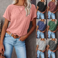 2022 european and american spring and summer new womens matching color cross blouse short sleeve casual t shirt