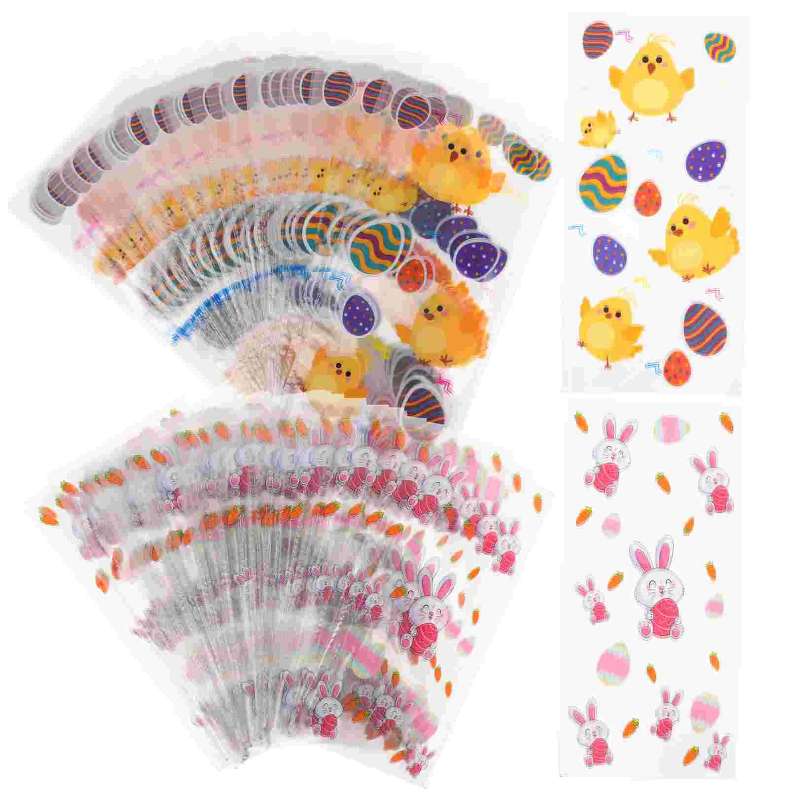 

100pcs Easter Candy Bags Party Favor Goodies Bags Cellophane Treat Bags Easter Gift Bag