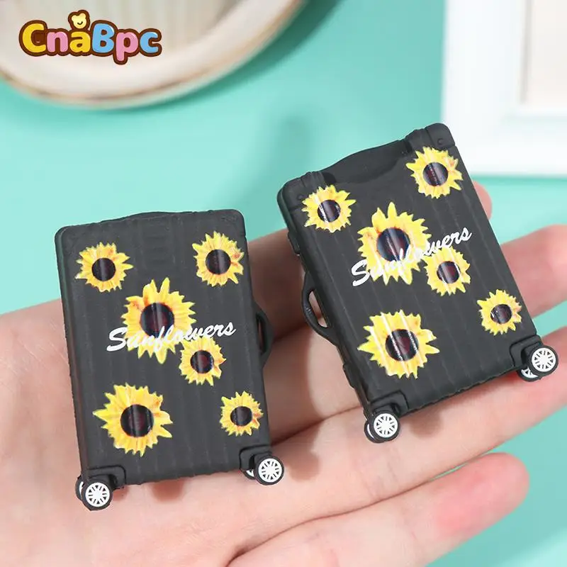

1Pc Dolls Sunflower Suitcase Luggage Doll Accessories Furniture Kids Toys Play House Travel Train Suitcase For Kids Dolls Gift