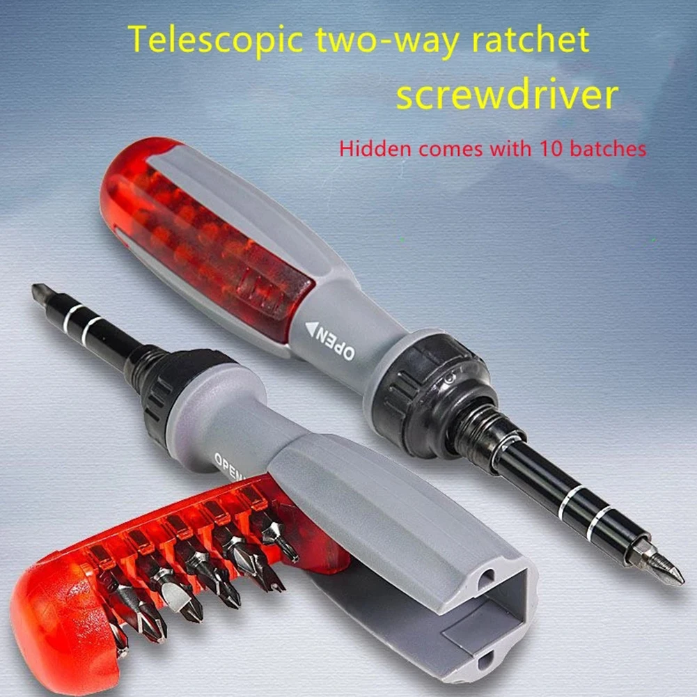 11 In 1 Precision Ratchet Screwdriver Combo Set Alloy Steel Telescopic Household Repair Tool Manual Hand Tool