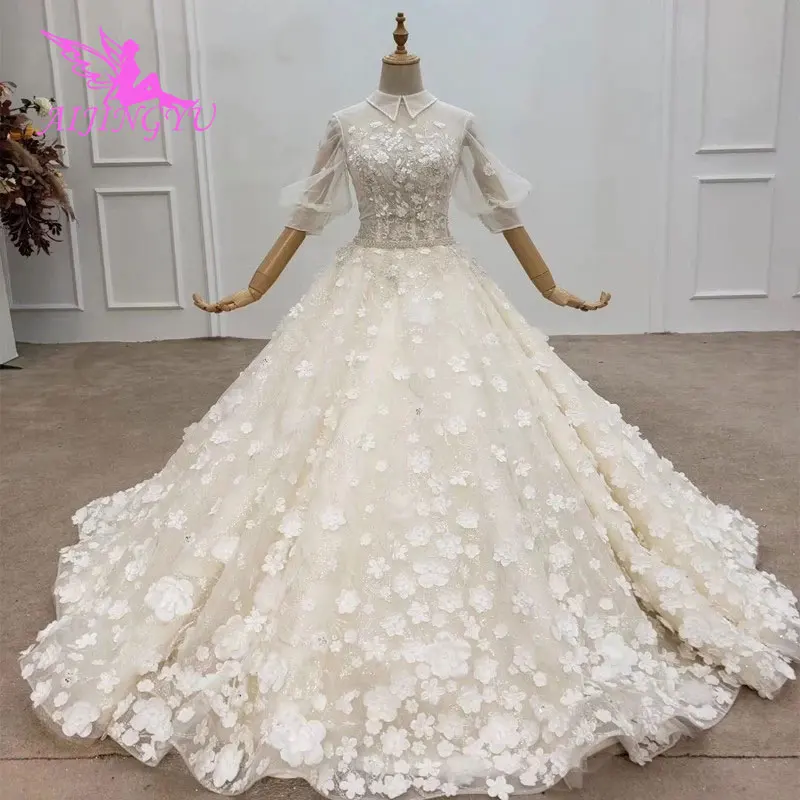

AIJINGYU Princess Wedding Dresses Luxury Lace Ball Gown Vegass 2021 2020 Islamic Wedding Party Dress