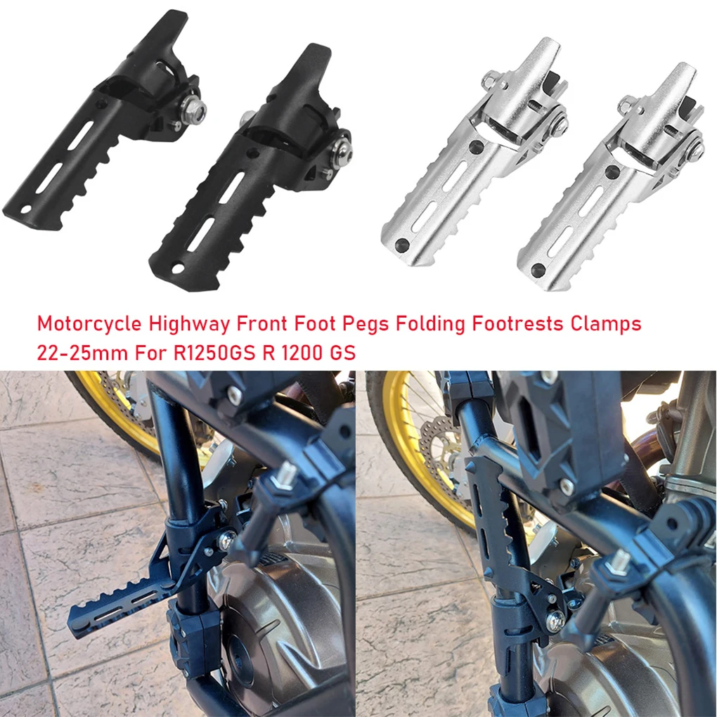 

Motorcycle Highway Front Foot Pegs Folding Footrests Clamps 22-25mm For BMW R1250GS R 1200 GS adv adventure LC HP GSA 2013-2022