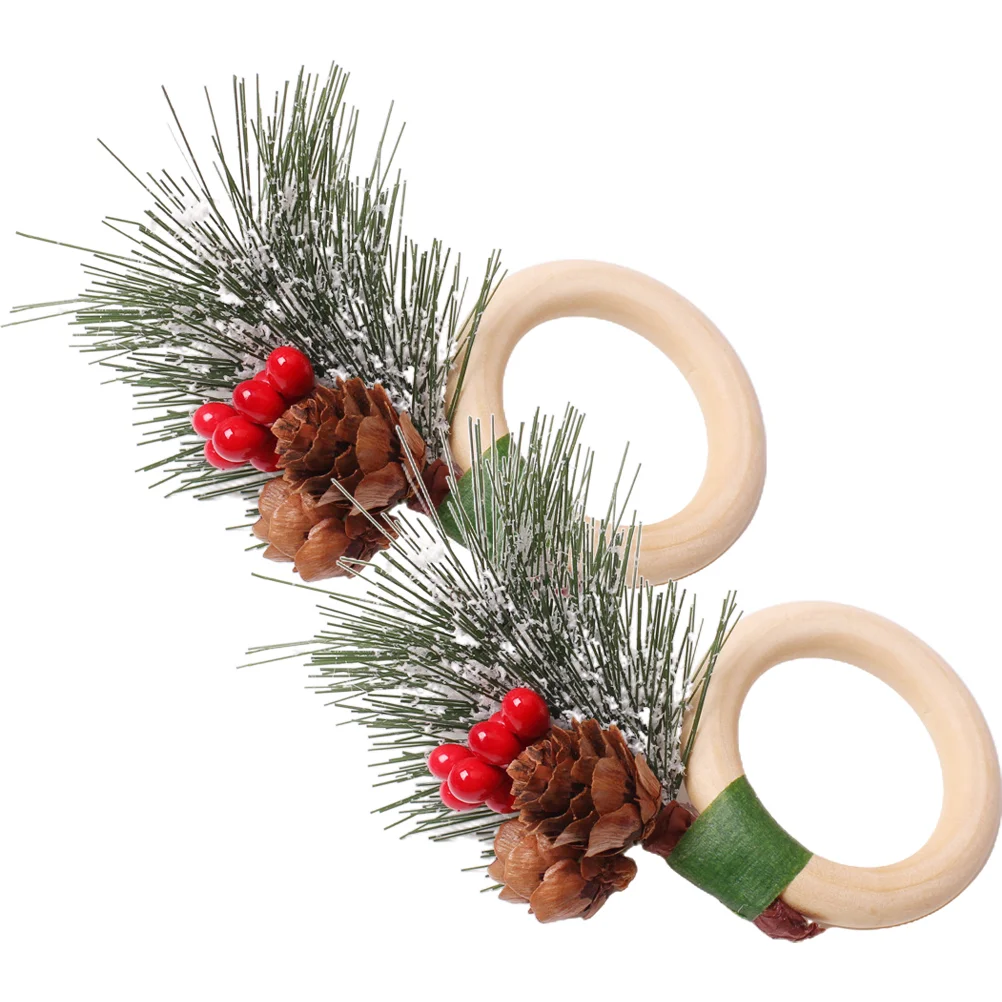 

Napkin Rings Christmas Ring Xmas Pine Cone Holders Buckle Berry Buckles Dinner Setting Table Cloth Serviette Circle Holder Fall
