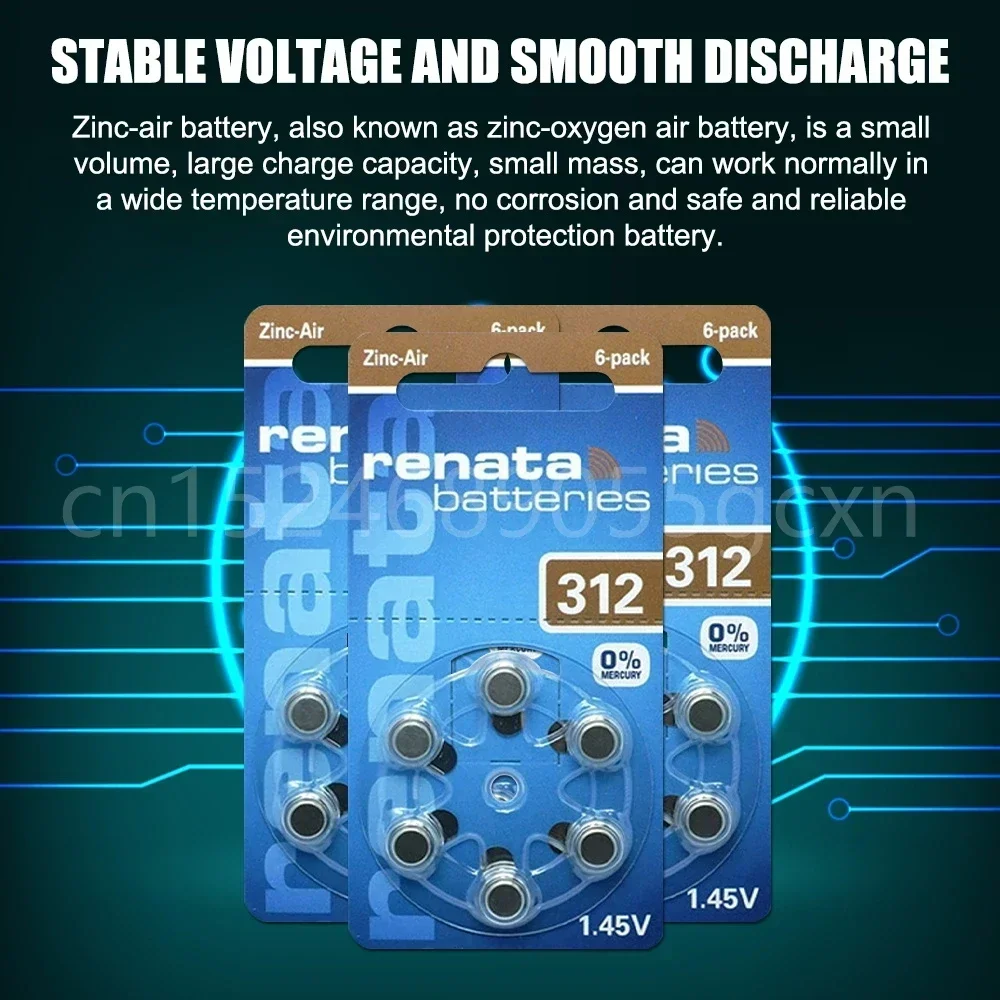 Аккумулятор для слуховых аппаратов Renata Zinc Air Performance A312 312A ZA312 PR41