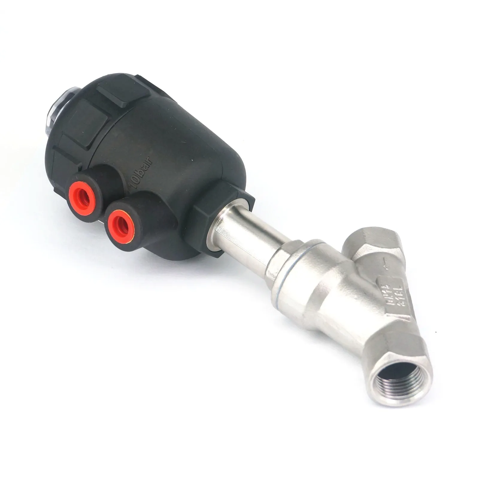 

Нормальный закрытый/открытый 1/2 "гнездо BSPT 304 пневматический угловой паровой клапан из нержавеющей стали с пластиковой головкой ПТФЭ уплотн...