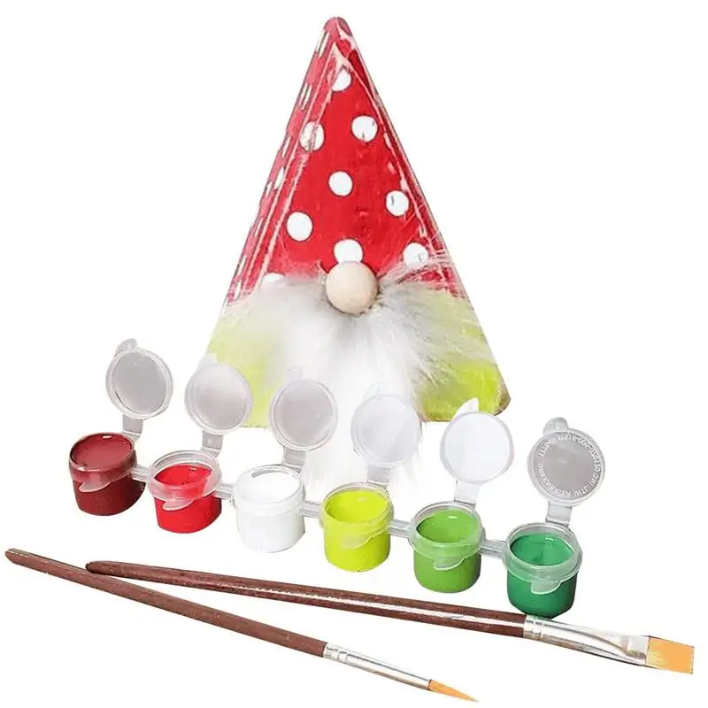 

DIY деревянная картина гном Рождественский эльф предметы искусства и ремесла наборы для рукоделия с венчиком кисти Краски искусственные сув...